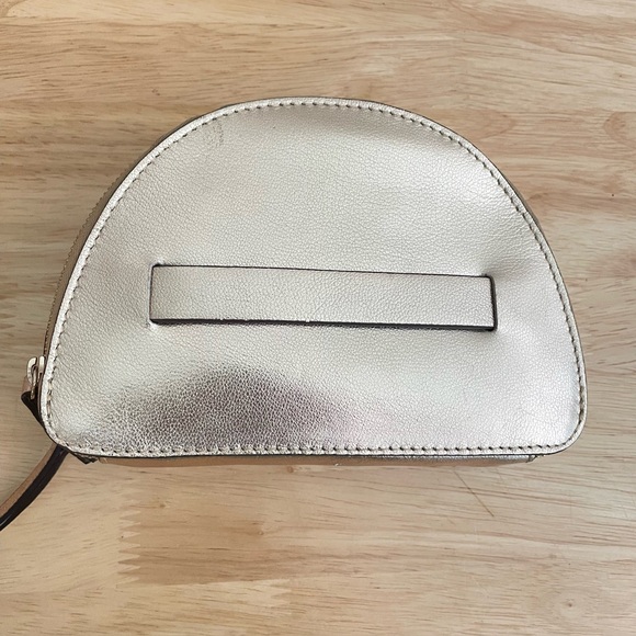 Vince Camuto Leather Cosmetic Bag Gold Metallic NWT - Picture 3 of 12